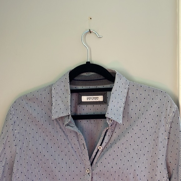 Gerry Webber button down blue stripe and polka dot shirt size Xl - Picture 2 of 4